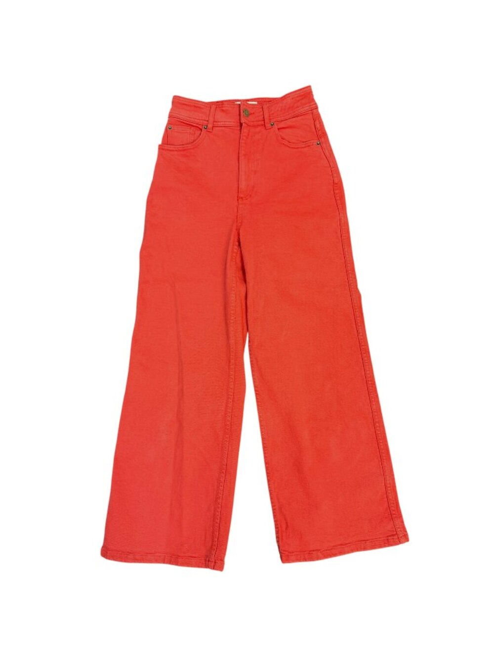 Sézane Red Wide-Leg Denim Jeans High-Waisted Cotton Blend Size S